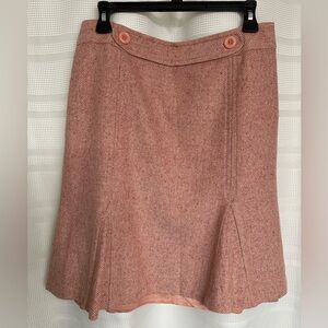 Ann Taylor Pink Herringbone Midi Skirt